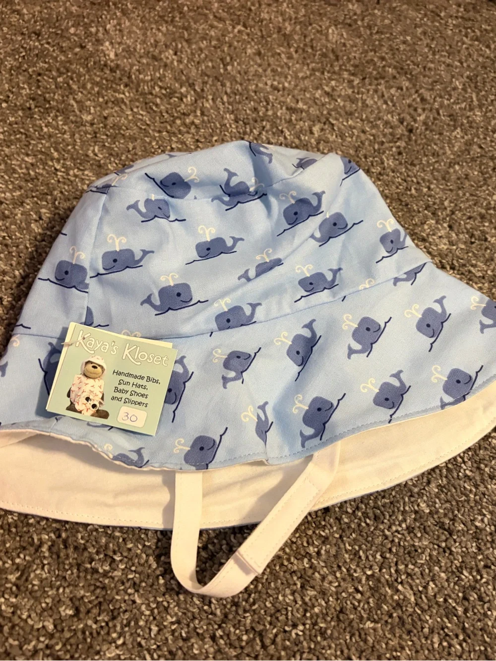 NWT Kaya Kloset Kids Sun Hat with Whale Print - Light Blue